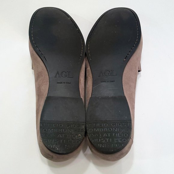 AGL Attilio Giusti Leombruni Gray Suede Butckle Strap Loafers Size: 38 - Picture 8 of 10